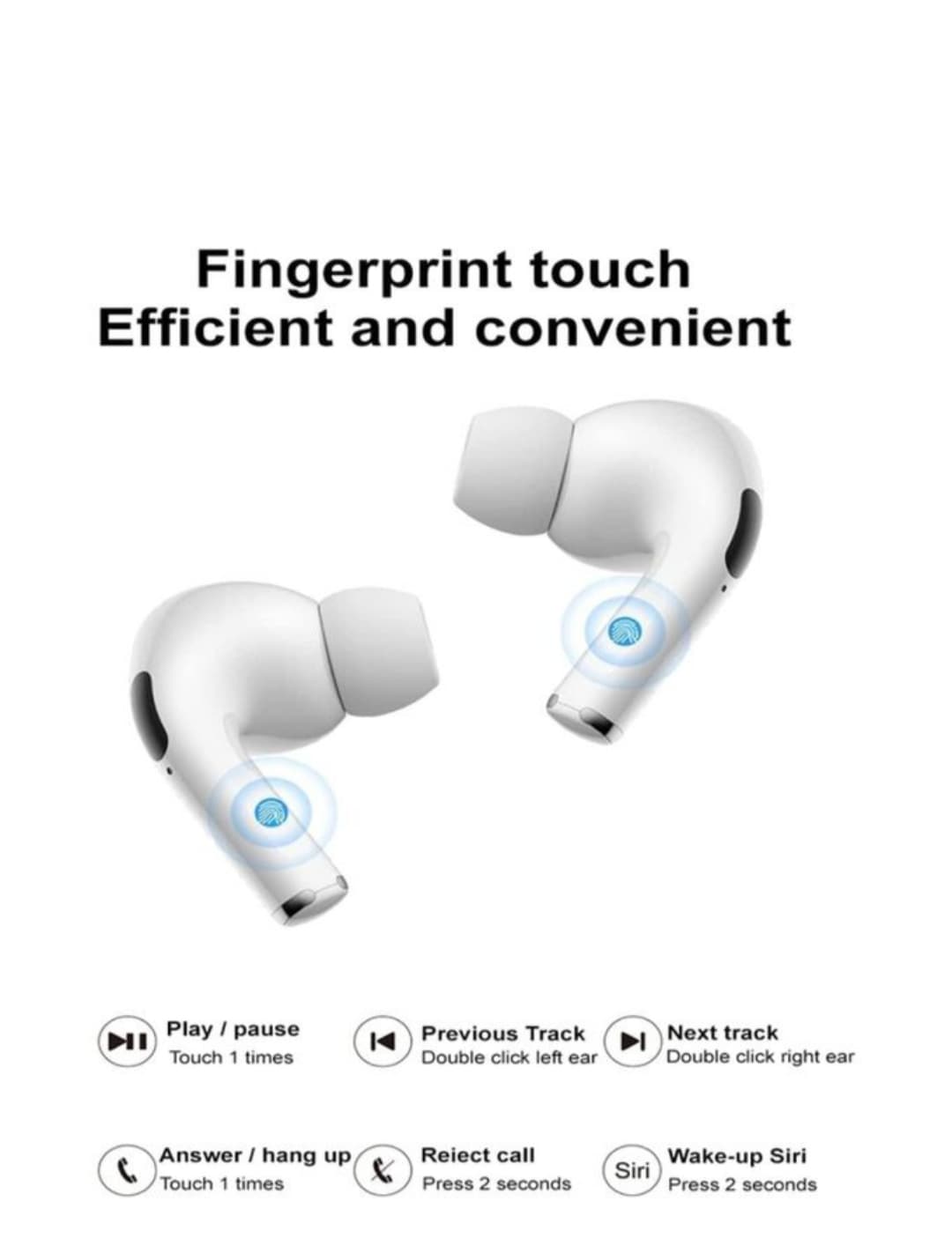 AirPoder' Pro 3 Plus (Bluetooth Earbuds with Active Noise Cancelling Wireless Charging Case (White,